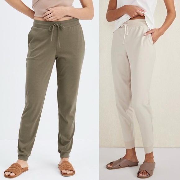 *SET OF 2* Haven Well Within Neutral Organic Cotton Interlock Lounge Joggers S - Picture 1 of 16